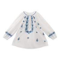 COCO ZONE刘一一阿米蓝复古绣花套头设计感纽扣衬衫 CC1B095【红人衣橱】 白色 38