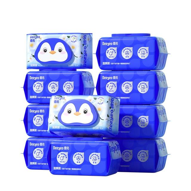 移动端、京东百亿补贴：德佑 山茶花湿厕纸 80片*10包