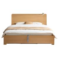 全友家居 原木风板式床高箱储物收纳床家用多功能1.5米主卧室双人大床 【原木色】高箱单床