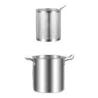 金汤银饺316不锈钢双耳炸锅直筒家用炸鸡炸薯条煮面泼油省油多功能小炸锅 双耳油炸锅+炸蓝 16.5cm 3L