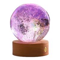 赟娅七彩琉璃珠梦幻星空水晶球创意发光装饰品摆件小夜灯浪漫 琉璃珠+长条底座+礼盒
