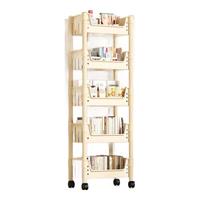 全品屋可移动书架置物架书架落地书包置物架收纳架零食架小推车小书架 【奶白色】五层