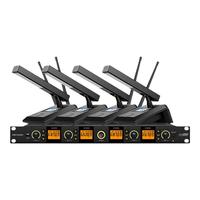 海康威视（HIKVISION）无线麦克风一拖二 主持会议培训演讲舞台演出U段可调频手持无线话筒户外家用鹅颈话筒领夹头戴耳麦 【KAM417-R】无线会议短杆麦克风-一拖四