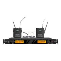 海康威视（HIKVISION）无线麦克风一拖二 主持会议培训演讲舞台演出U段可调频手持无线话筒户外家用鹅颈话筒领夹头戴耳麦 【KAM202-L】无线领夹头戴麦克风-一拖二