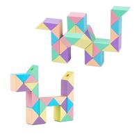 魔域文化魔方百变彩虹魔尺马卡龙24段72段儿童玩具镂空弹力魔尺 【24段+36段】马卡龙（送书）