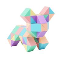 魔域文化魔方百变彩虹魔尺马卡龙24段72段儿童玩具镂空弹力魔尺 24+36+48+60+72】马卡龙（送书）