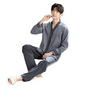 【100%棉】春夏休闲可外穿长袖男士睡衣家居服男士套装