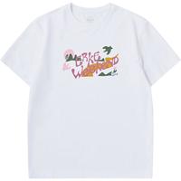 鸿星尔克圆领短袖女针织衫舒适休闲同款印花运动T恤男 正黑 2XL