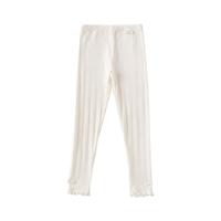 全棉时代女童针织打底裤儿童休闲裤子百搭长裤 米白色 90cm 