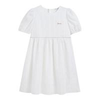 英氏 YEEHOO女童连衣裙儿童裙子夏季薄款白色长裙公主裙中大童装洋气夏装 金线毛球白色 130