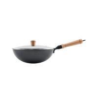 厨源(CULINARY ORIGIN)老板精铁锅不粘锅炒锅不粘锅炒菜锅具无涂层圆底锅自带锅盖 双鱼纹防滑精铁锅+997g超轻- 30cm