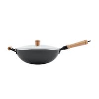 厨源(CULINARY ORIGIN)老板精铁锅不粘锅炒锅不粘锅炒菜锅具无涂层圆底锅 双鱼纹防粘精铁锅+侧耳辅助- 32cm