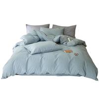 TEENIE WEENIE小熊床上四件套 A类纯棉100%全棉印花刺绣床单四件套双人加大被套罩套件1米8床 研学