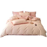 TEENIE WEENIE小熊床上四件套 A类纯棉100%全棉印花刺绣床单四件套双人加大被套罩套件1米8床 甜茶