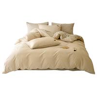 TEENIE WEENIE小熊A类纯棉三件套 全棉水洗棉单人宿舍床单被套罩床上用品1.2m床 豆奶