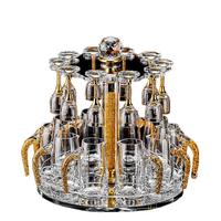 德销特高端轻奢茅台杯烈酒小酒杯一口杯中式金箔白酒杯套装分酒器 小高杯透明款套装杯架(6壶6