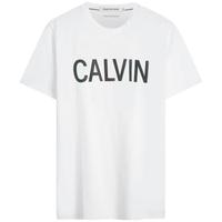 Calvin Klein Jeans夏季男女中性摩登霓虹ck印花休闲圆领短袖T恤J318289 YAF-白色 L (150-165斤)