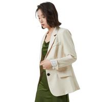 【翻边拼接袖口】春季薄款日常通勤时尚长袖女式西装服外套上衣女