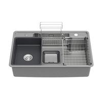 九牧 JOMOO 02279 纳米灰大单槽聚宝盆日式水槽 75*48cm含龙头