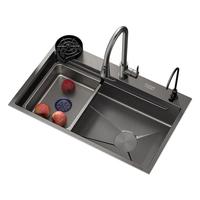 卡莎蒂水槽家用厨房大单槽一体耐划304不锈钢5.0台上中下洗碗水盆洗菜盆 5.0加厚304【75*45cm】米粒压纹