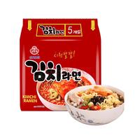 不倒翁(OTTOGI)韩国 辣白菜泡菜拉面120g*5袋 韩式拉面方便速食泡面 袋煮面 泡菜拉面120g*5包