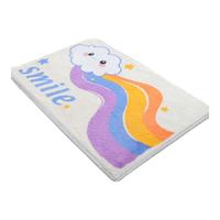 布迪思卫生间地垫浴室吸水防滑垫门垫卧室进门户外卫浴脚垫家用垫子地垫 云朵彩虹【仿羊绒】 80*160cm床边毯