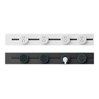 国际电工可移动轨道插座家用厨房一体式插座餐边柜明装超长插座大功率轨道 30厘米+3五孔适配器（灰色）