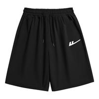回力运动短裤男士夏季外穿宽松透气冰丝薄款篮球运动五分裤子夏天 黑色 HL回力标白_K 3XL