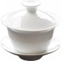番易杯子/陶瓷/功夫茶/盖碗A1ZO-茶碗带盖陶瓷泡茶杯子不烫手白瓷 白玉款盖碗约130ML 1个