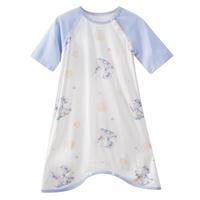 贝谷贝谷婴儿睡袋宝宝睡裙儿童防踢被新生儿一体分腿两用睡衣夏季薄款衣服 晚安小象 七分袖【25℃以上】 XL码【身高105-115cm】年龄3-4岁