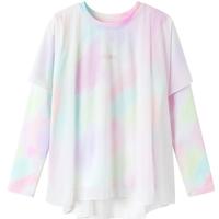 asics亚瑟士童装25年夏季女童飘飘衣假两件吸湿速干运动T恤 6004粉紫 130