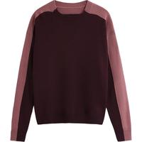 初语复古梅子红撞色毛衣女2024年秋冬软糯圆领针织衫毛织上衣 梅子红 XL