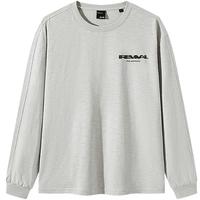 GXG男装 花纱透气长袖T恤简约通勤上衣男士宽松内搭 2025春季 浅灰色 S