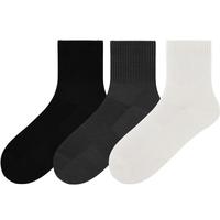 GXG男士罗纹袜筒中筒中邦袜【3双装】春夏运动休闲袜 白色 1双 均码