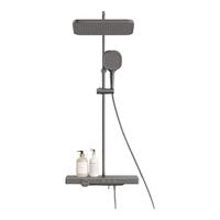 日丰卫浴花洒枪灰色预排零冷水数显恒温淋浴花洒套装 枪灰三功能恒温数显花洒