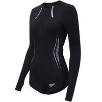 speedo泳衣电气矩阵黑标Hero4.0复刻鲨鱼皮长袖连体平角温泉泳衣女 黑色/紫色【黑标4.0】 2XL 【40码体重69-72kg】