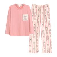 【甜美风萌兔满印印花】春秋睡衣女士家居服纯棉亲肤舒适圆领套装