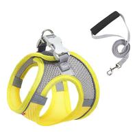 KimPets猫咪牵引绳防挣脱溜猫绳春夏外出背心式胸背带狗狗小型犬用品 【柠檬黄】+不勒手扁绳 M-适用8-12斤宠物可调胸背46-50