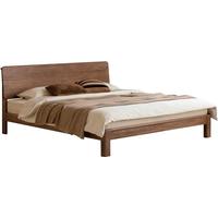 源氏木语实木床黑胡桃木美式大气双人床简约木蜡油卧室置物床1.8m高铺斜靠 南美胡桃木-高铺斜靠1.8m|无床垫