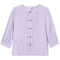 百图betu女装2025夏季衬衫潮流新中式盘扣七分袖通勤衬衫2503T44 紫红 M