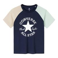 匡威Converse童装男女童凉感短袖T恤夏季撞色拼接儿童宽松上衣 藏青蓝 160/80