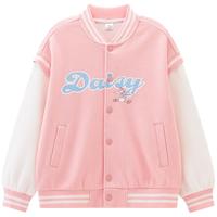 迪士尼（Disney）童装儿童棒球服外套2025年春秋装男女童户外运动休闲上衣 蜜桃粉【 抗起球】 120