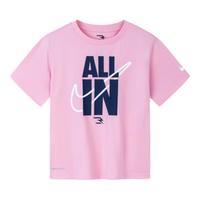 NIKE 耐克大童装女童短袖T恤DRI-FIT速干科技夏季儿童运动短T上衣 柔粉（2024） 155/76(XL)
