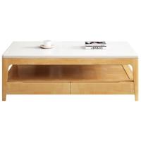 中伟实木茶几客厅办公室茶桌简约风岩板茶台茶桌1.2米胡桃黑火烧石 黑火烧石茶几1.2米【胡桃色】