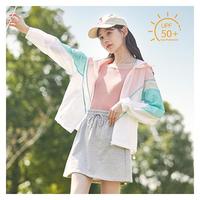 防晒服女23夏季连帽拼接撞色薄款上衣外套透气防紫外线百搭