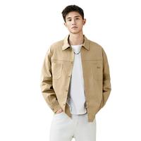 361°【口袋设计】春秋男士长袖衬衫时尚百搭简约纯色衬衣翻领工装外套
