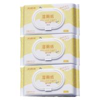 妇炎洁益生菌湿厕纸80抽*3包清润滋养擦除99.9%细菌养护私处湿纸巾 益生菌湿厕纸 80抽*3包