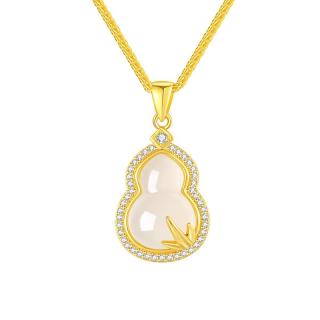 国家补贴：周大生 竹报福禄葫芦玉髓项链纯银