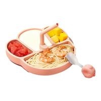 宝宝餐盘吸盘一体式婴儿童硅胶吸管碗分格盘学吃饭训练勺餐具套装