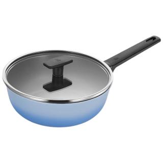 WMF 福腾宝 德国福腾宝平底锅燃气电磁炉不粘煎锅星耀煎锅24cm-蓝厨房好物 颜值耐磨海盐蓝煎锅 24cm